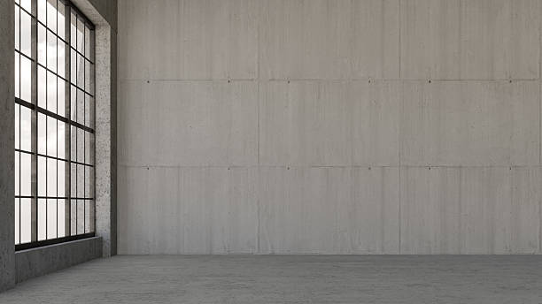 istock Empty interior room. Concrete walls and big windows. Interior concept background . 3d Render 2233844672