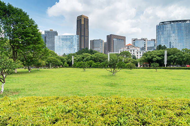 istock city park with modern building background in shanghai 2233849627