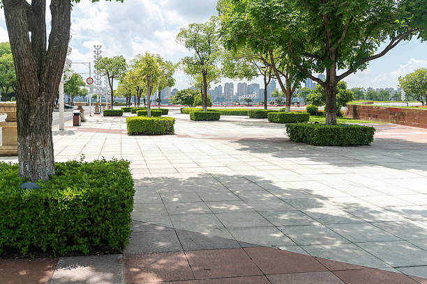 istock empty, modern square and skyscrapers in modern city 2233850559