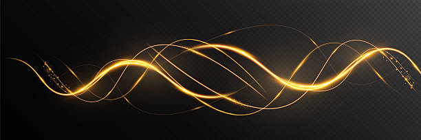 istock Light sparkle glitter shine glow with golden wavy light trails, glowing particles, and sparkling effects on a transparent background. 2233850580