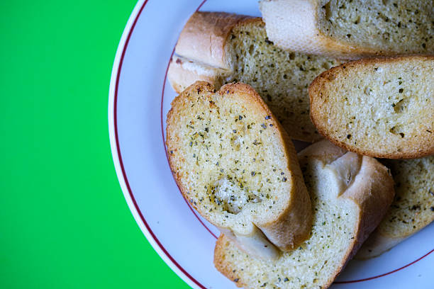 London UK, September 05 2025, Slices Of Oven Baked Italian Style Garlic Bread