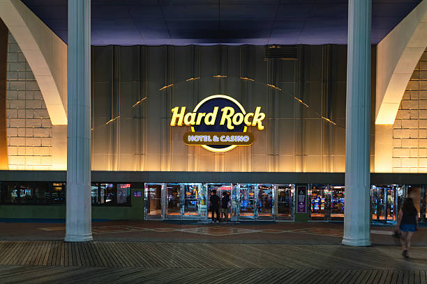 Atlantic City, NJ - Aug 25, 2025: Hard Rock Hotels offer a music-themed hospitality experience, known for their collection of iconic rock and roll memorabilia, stylish rooms, all-inclusive resorts
