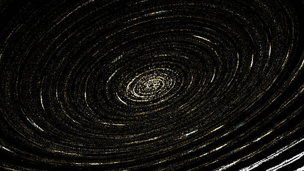 istock Abstract Spiral Galaxy Pattern with Golden Light Rings on Black Background 2233864467