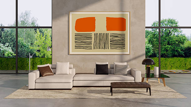 istock Large luxury modern bright interiors Living room mockup illustration 3D rendering image 2233898194