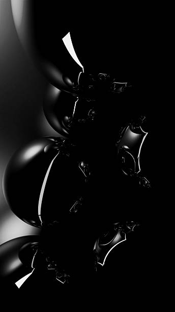 istock Vertical abstract 3D illustration of glossy black spheres cluster 2233914618