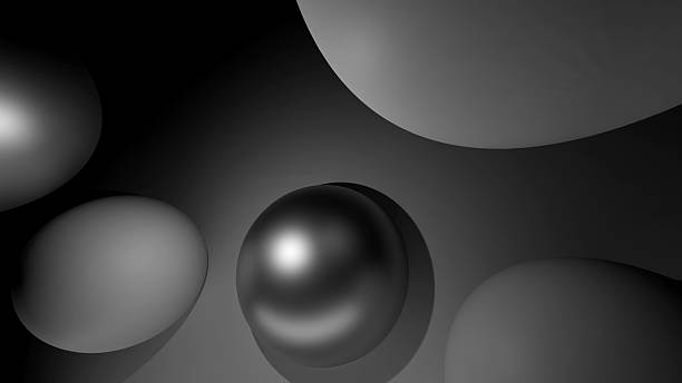 istock Glossy 3D spheres in monochrome abstract gradient background wallpaper 2233914651