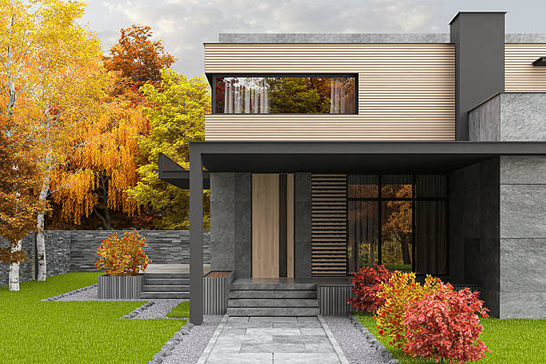 istock Modern Two-Story House with Autumn Landscape 2233919137