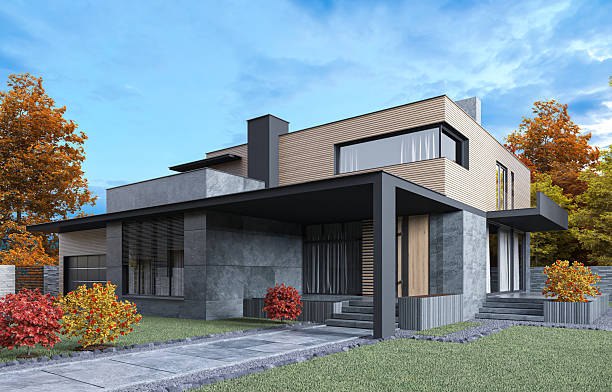 istock Modern House at Sunset Blue Hour with Exterior Garden 2233919167