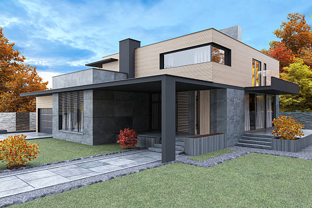 istock Modern House at Sunset Blue Hour with Exterior Garden 2233919176
