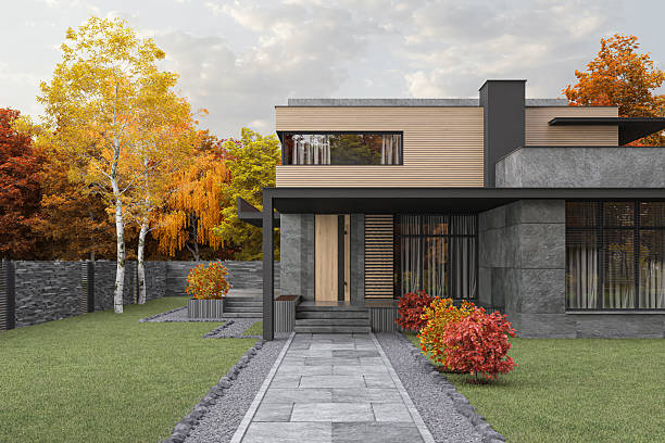 istock Modern Two-Story House with Autumn Landscape 2233919205