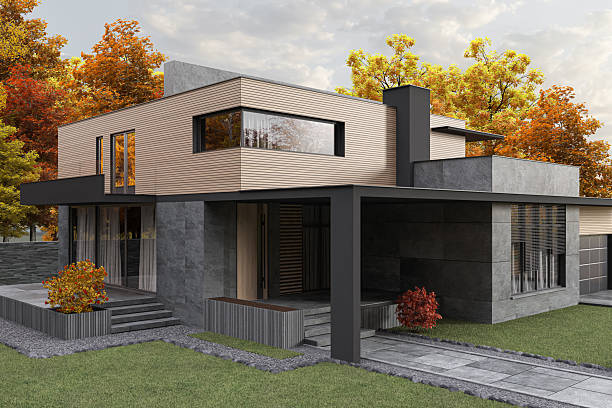 istock Modern Two-Story House with Autumn Landscape 2233919261