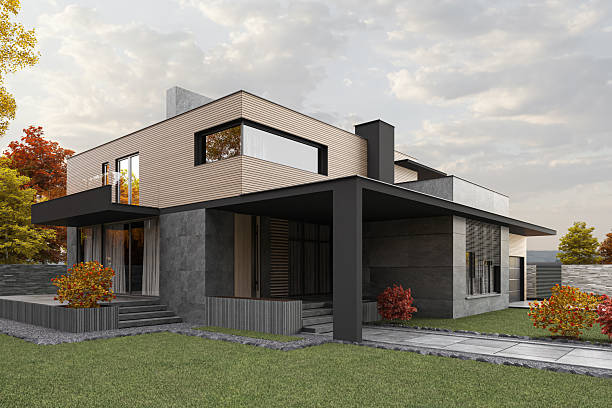 istock Modern Two-Story House with Autumn Landscape 2233919262