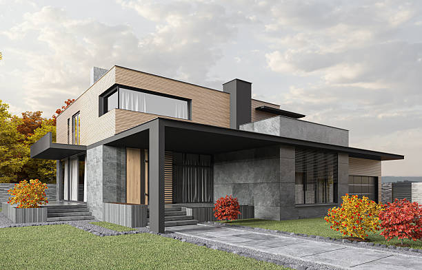 istock Modern Two-Story House with Autumn Landscape 2233919263