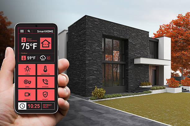 istock Smart Home Control via Mobile App in Stylish Contemporary Residence 2233921353