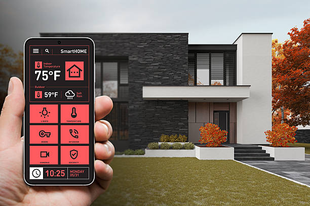 istock Smart Home Control via Mobile App in Stylish Contemporary Residence 2233921360