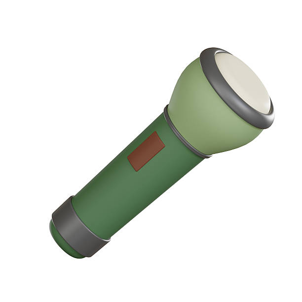 Camping 3d icon of green flashlight for night adventure