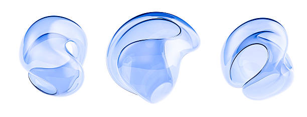 istock Elegant, transparent blue gradient glass objects isolated. Smooth, curved shapes 3d illustratioin. Cosmetic, science or technology abstract concept 2233957349