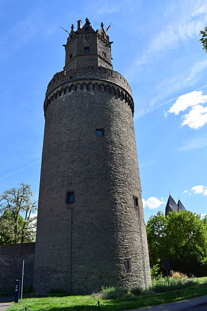 Andernach, Germany - May 12/2025: Runder Turm, city walls tower in Andernach