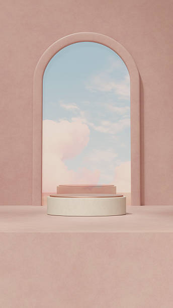istock Minimalist podium with terrazzo base and pastel pink background 2233963527