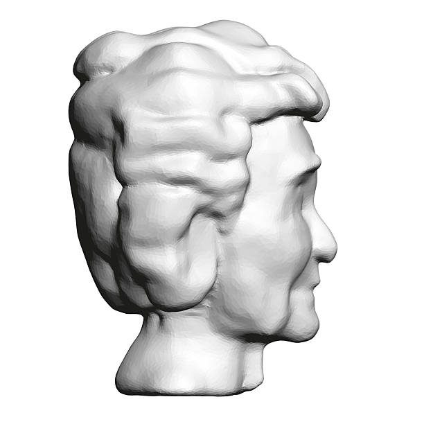 istock Stylized polygonal granny head model with intricate facial features, detailed hair, and textured clothing on a clean white background. 2233965237