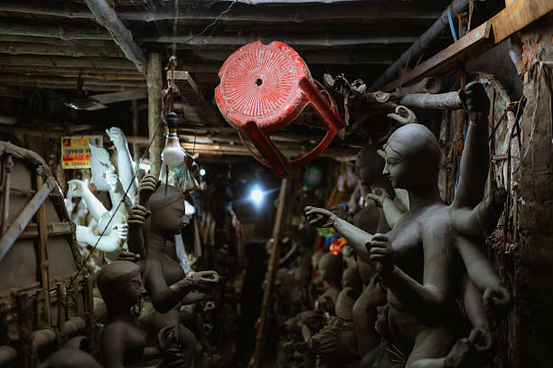 istock Durga idol making preparation in Kumartuli Kolkata 2233972350
