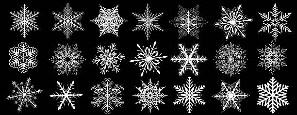 istock Snowflakes isolated, white snowflakes on black as Christmas winter background. 2233974071
