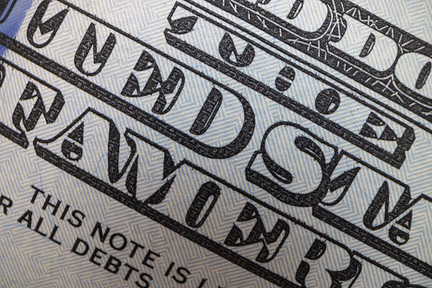 Macro details of 100 dollar bill