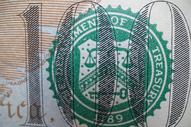 Macro details of 100 dollar bill