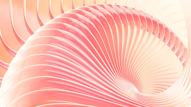 istock Abstract  striped background, wavy pink stripes pattern, interesting spiral architectural minimal wallpaper. 2233977992