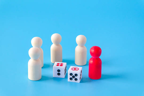 istock Dice game and wood toy.bets and risk. 2233992328