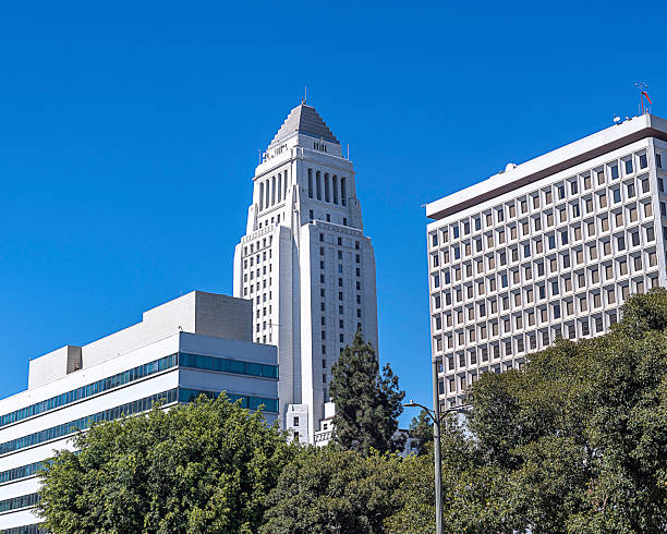 Los Angeles, CA, USA  September 5, 2025: Exterior of Los Angeles City Hall in downtown Los Angeles, CA.