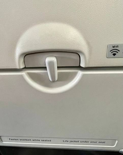 istock Airplane Tray Table in Upright Locked Position 2233992953