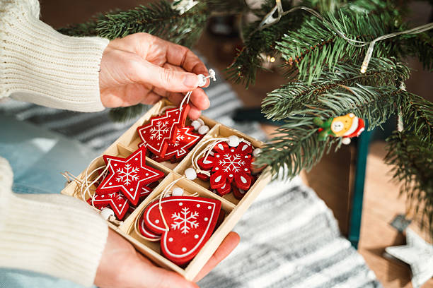 istock Decorative Christmas Ornaments in a Wooden Box 2233995652