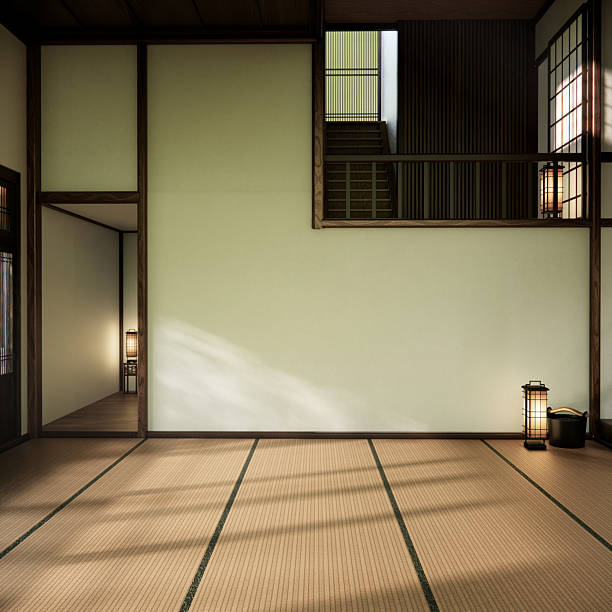 istock Tatami mat floor, room japanese traditional style. 3D rendering 2233995995