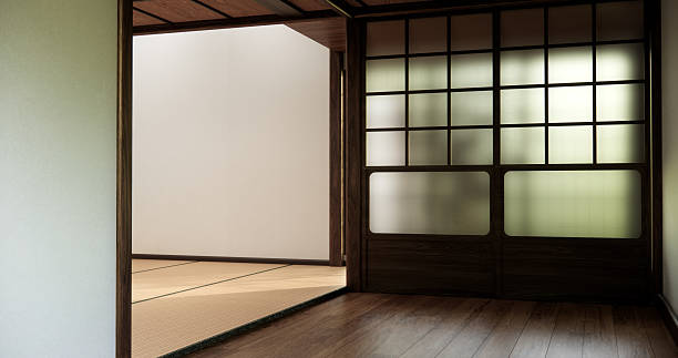 istock Architecture and interior concept Empty room and wood panels wall background 3D illustration rendering 2233996372