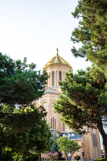 istock Holy Trinity Cathedral (Sameba) in Tbilisi Framed by Green Trees 2233998748
