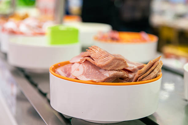 Food in a rotating hot pot restaurant