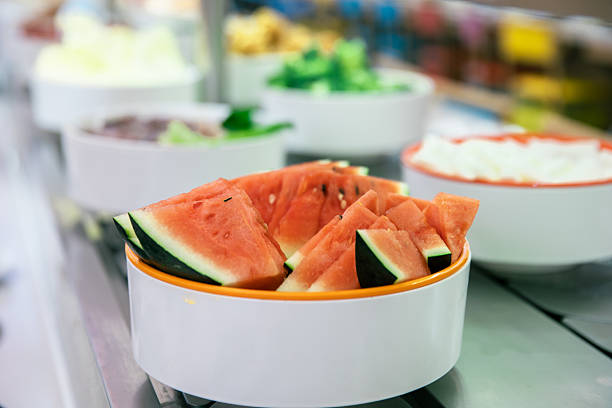 Food in a rotating hot pot restaurant