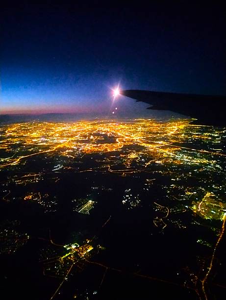 istock View of the night metropolis from the plane 2234007223