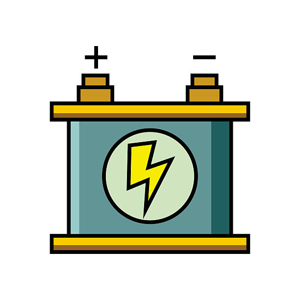 car battery cartoon design. automotive electric energy.
