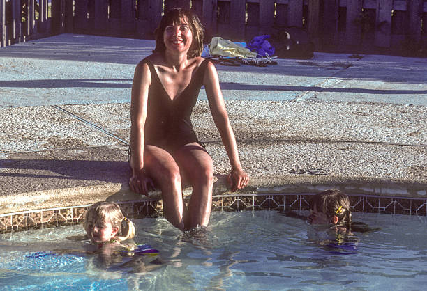 Padre Island NS - Mother & Daughters in Pool - 1984