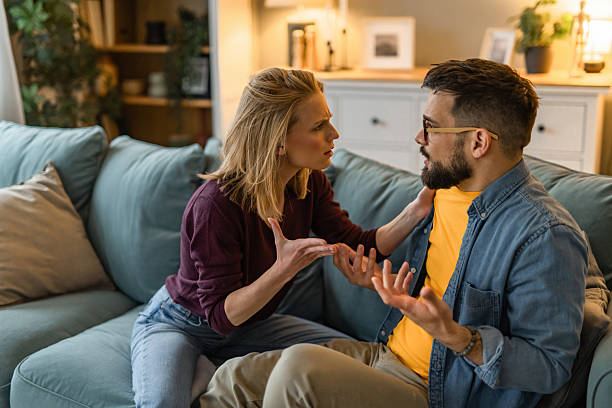 istock Jealous girlfriend fighting her boyfriend at home. 2234030598