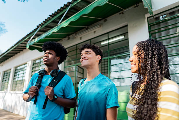 istock Student friends looking away outside school 2234034261