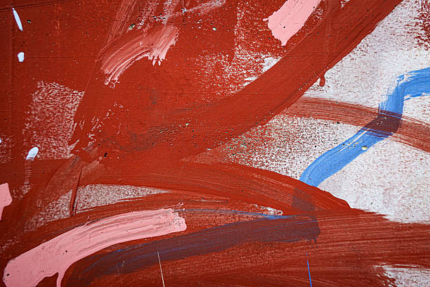 istock Red white blue paint strokes on old grunge wall background 2234041191