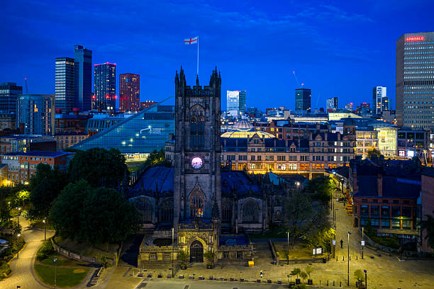 istock Manchester Cathedral and City Lights at Blue Hour 2234050434