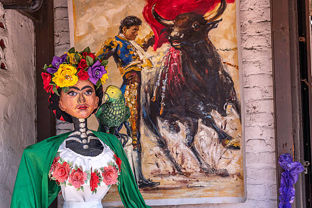 Young chiapanecas (traditional mexican dancers) talking outdoors