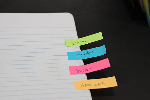 istock sticky notes stuck to a school notebook written on them student teacher school homework 2234054827