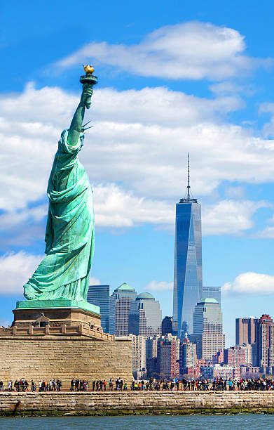 istock Statue of liberty  Manhattan , wall street district 2234059417