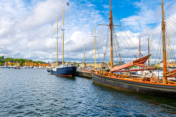 The historic sailing ship Deodar, a ketch rigged sailing trawler built in 1911 docked in the Galärvarvet galley shipyard on Djurgarden island, Stockholm, Sweden.