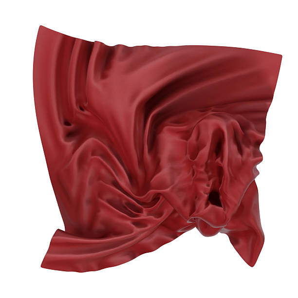 istock A flowing cloth with bold red colors and patterns on a white background. 2234079112